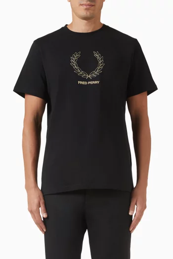 Outline Laurel Wreath T-shirt in Cotton
