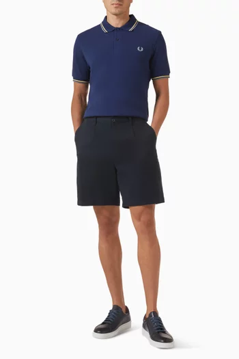 تي شيرت بولو قطن مزين بخطين