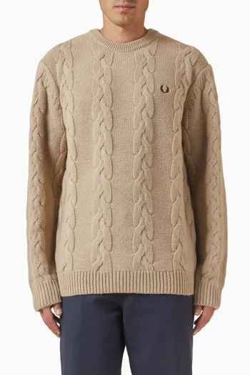 Chunky Cable Knit Sweater in Wool-blend