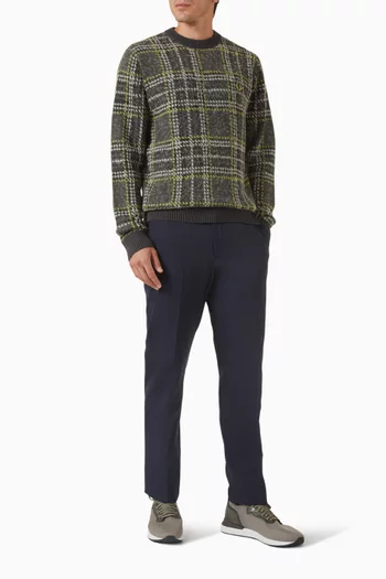 Brushed Tartan Sweater in Cotton-blend