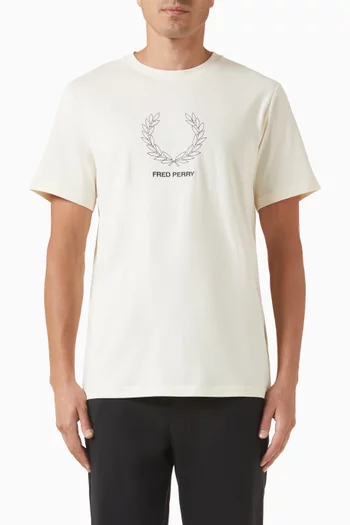 Outline Laurel Wreath T-shirt in Cotton
