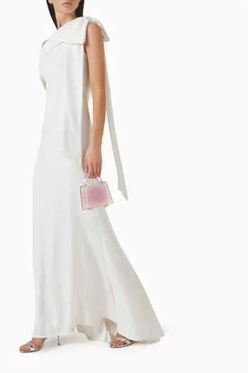 Off-shoulder Ribbon Gown in Crepe