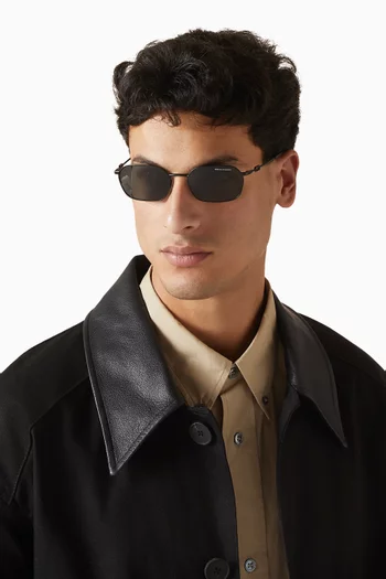 Cross Flat Rectangular Sunglasses in Metal