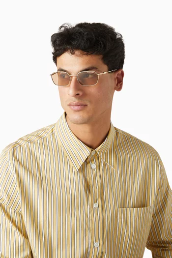 Cross Flat Rectangular Sunglasses in Metal