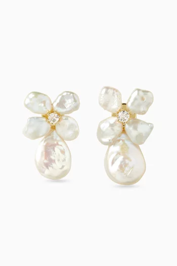 Fleur De Cleo Earrings in Gold-plated Brass