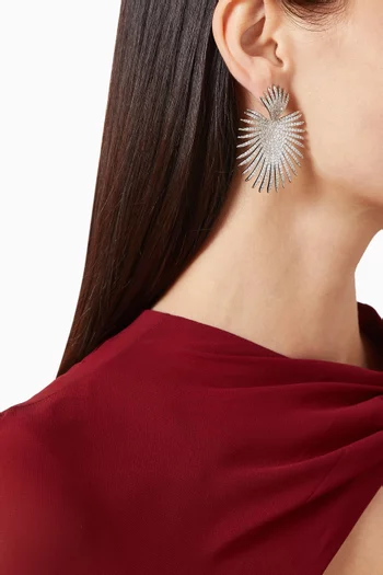 أقراط ثرون مرصعة بأحجار بافيه نحاس مطلي روديوم