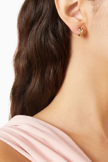 أقراط بتصميم حرف X بلونين فضة إسترلينية