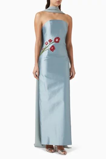 فستان أندريا بوشاح حرير تفتا