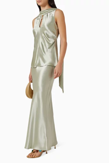 Sharrow Scarf Top in Satin