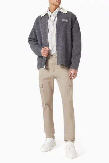 كارديغان بسحّاب صوف مارينو معالج بالغليان