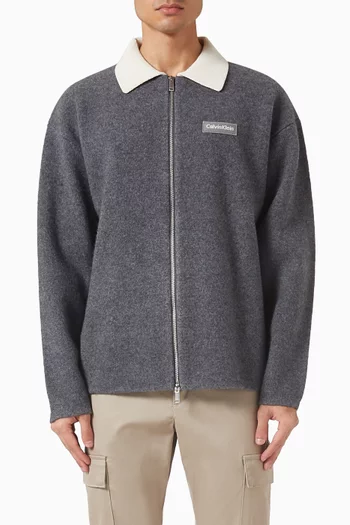 كارديغان بسحّاب صوف مارينو معالج بالغليان