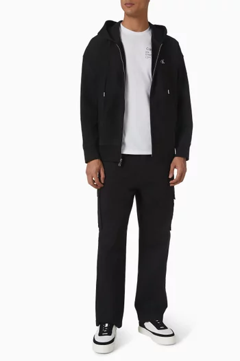 بنطال كارغو بقصة مستقيمة قطن تويل مطاطي