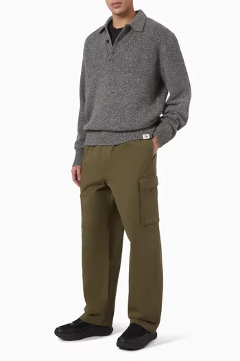 Straight Cargo Pants in Stretch Cotton-twill