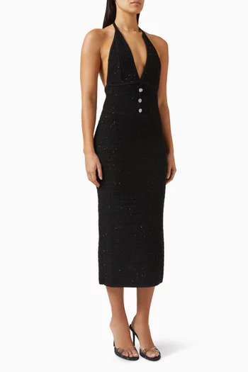 Backless Midi Dress in Sequin-knit