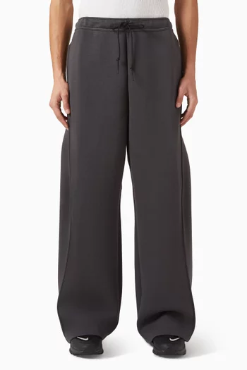Loose-Fit Open Hem Pants in Cotton-fleece