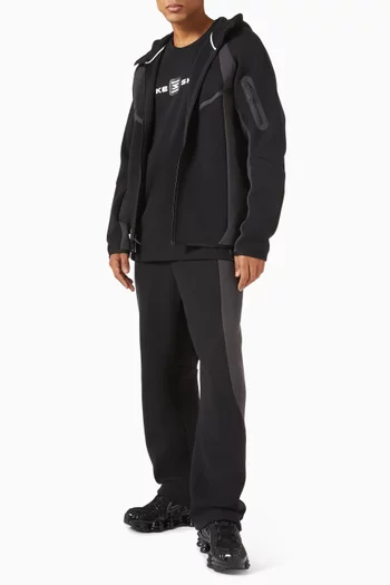 Colour-block Open Hem Pants in Fleece