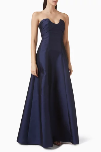 فستان سهرة بقصة على شكل حرف A قماش غازار بارز الملمس