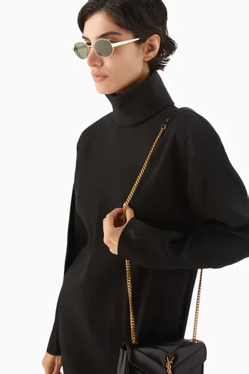 نظارة شمسية بإطار بيضاوي معدن