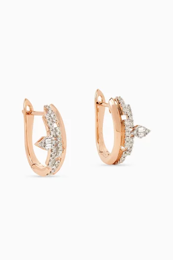 Aztec Diamond Huggie Earrings in 18kt Rose Gold