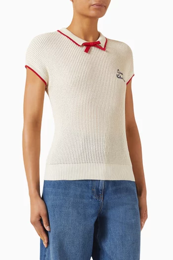 Bow Accent Top in Cotton-blend