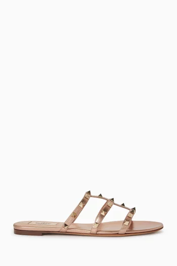 Rockstud Slides in Laminated Nappa