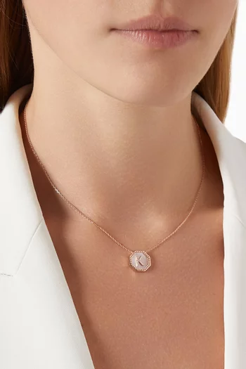 Harf Turath Letter 'K' Diamond Necklace in 18kt Rose Gold