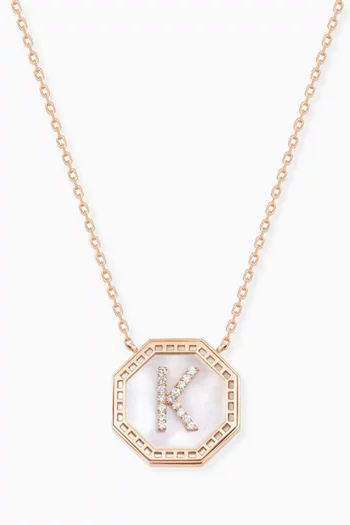 Harf Turath Letter 'K' Diamond Necklace in 18kt Rose Gold