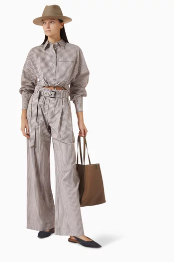 Striped Crop Shirt in Poplin