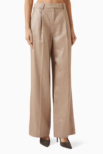 Pleated Wide-leg Pants in Linen Twill