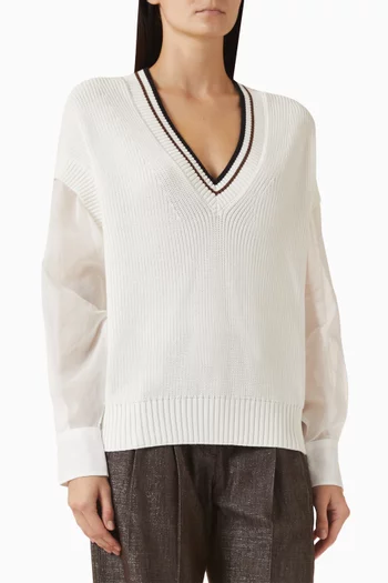 V-neck Sweater in Cotton