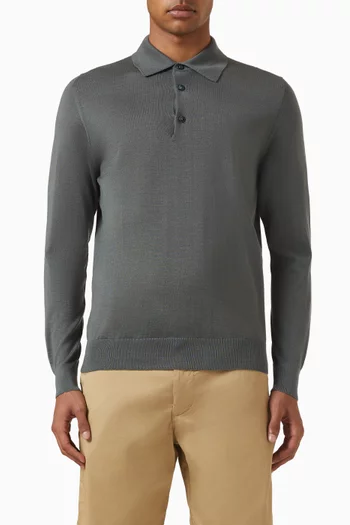 Knitted Polo T-shirt in Silk-cashmere