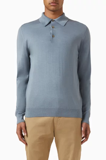 Knitted Polo T-shirt in Silk-cashmere