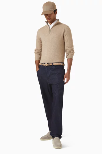 Zip-up Sweater in Cashmere