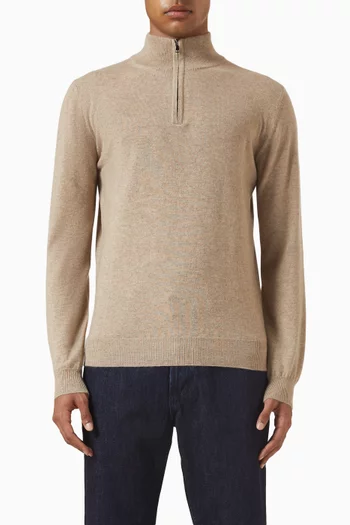 Zip-up Sweater in Cashmere