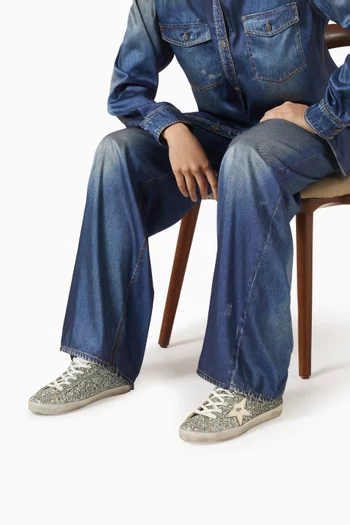 سنيكرز سوبر ستار جلد مزين بالغليتر