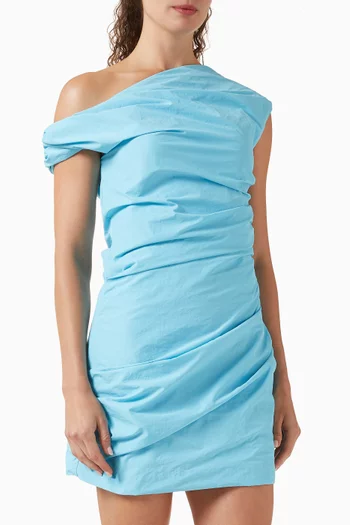 فستان ريمي قصير بفتحة رقبة غير متماثلة