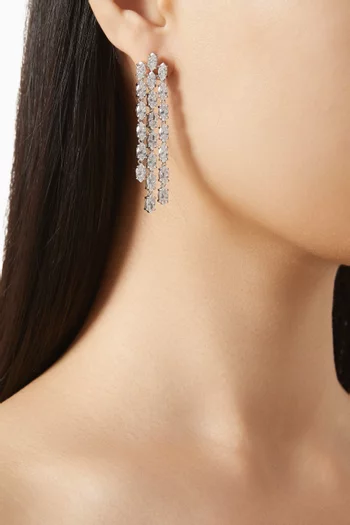 CZ Marquis Fringe Earrings in Rhodium-plated Brass