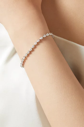 CZ Midi Pear Tennis Bracelet in Rhodium-plated Brass