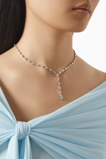 CZ Marquis Pear-drop Necklace in Rhodium-plated Brass