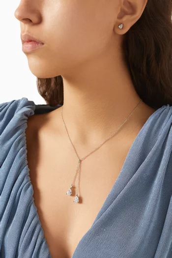 CZ Lariat Illusion Necklace & Earrings Set in Rhodium-plated Brass