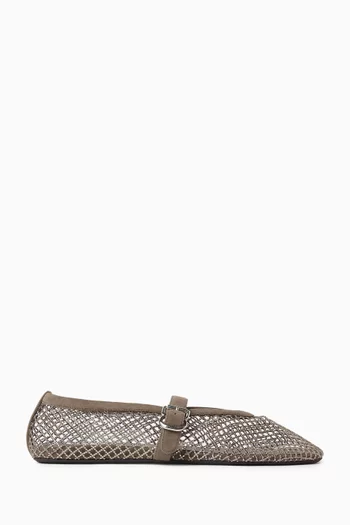 Fishnet Ballet Flats in Crystal Mesh