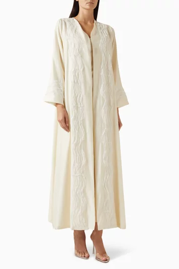 Tulle-trim Abaya in Silk