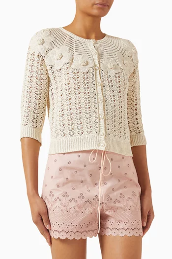 Embroidered Cardigan in Cotton