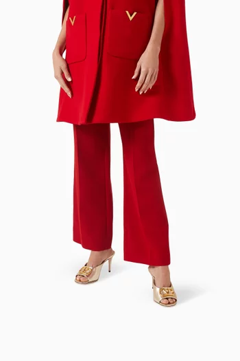 حذاء مفتوح من الخلف بشعار حرف V وكعب 80 مم جلد نابا لامع