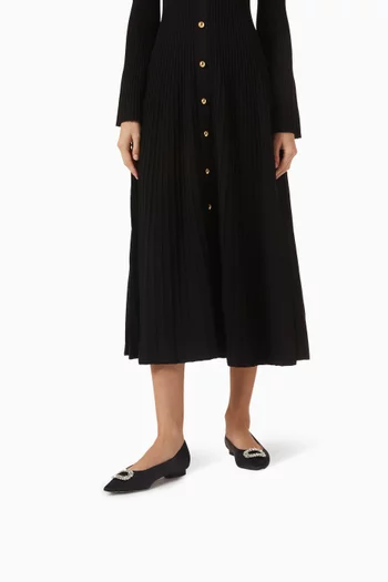 Aziza Crystal Ballerina Flats in Satin