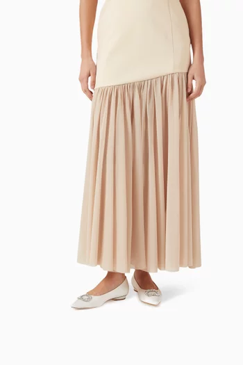 Aziza Crystal Ballerina Flats in Satin