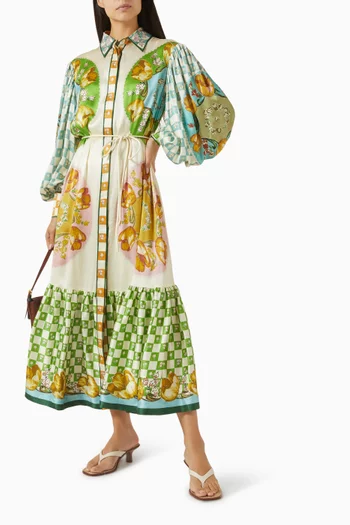 فستان تينا بحزام حرير