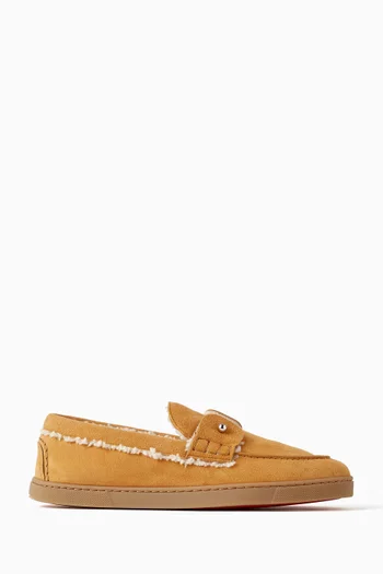 حذاء شامبليبوت بتصميم قارب فرو وجلد عجل