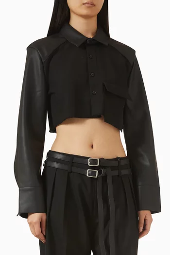 Bernadette Crop Shirt in Vegan Lether