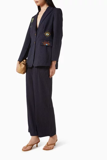 جاكيت تايلور بنقشة مخططة كريب